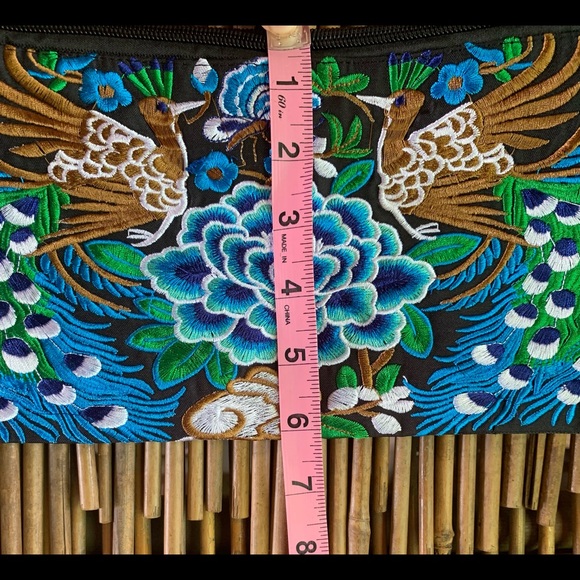 Boho Embroidered Flower Peruvian Crossbody Bag - Picture 8 of 9